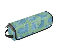 Hair Tools Travel Bag with Removable Heat Resistant Mat Double-Layer Travel Carrying Case for Flat Irons, Straighteners, Curling Irons, Cartoon Russian Bluecats Green Women Essentials