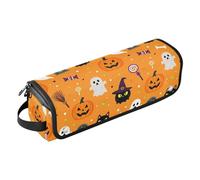 Hair Tools Travel Bag with Removable Heat Resistant Mat Halloween Pumpkin Ghosts Cat Orange Large Capacity Hair Tool Organizer for Hot Tools Curling Iron Flat Irons Volumizer Styler