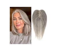Hair Topper for Women 10inch Synthetic Hair Toppers Wigs with Bangs, 11x8 cm Silk Base Clip Pieces Straight Topper Hairs Women Wiglets with Bangs(Silver gray)