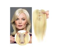 Hair Topper for Women 10inch Synthetic Hair Toppers Wigs with Bangs, 11x8 cm Silk Base Clip Pieces Straight Topper Hairs Women Wiglets with Bangs(Blonde)