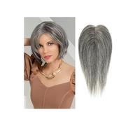 Hair Topper for Women 10inch Synthetic Hair Toppers Wigs with Bangs, 11x8 cm Silk Base Clip Pieces Straight Topper Hairs Women Wiglets with Bangs(Grey)