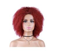 Hair Topper for Women 6Inch Short Synthetic Wigs Kinky Straight Heat Resistant for Women African Afro Full Wig Womans Hair Topper(Red)