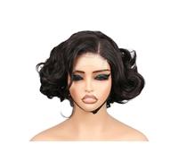 Hair Topper for Women 8 inch Wig Human Hair ,13X4 Rose Curly Short Human Hair Wigs Natural Color Lace Frontal Wig Curly Human Hair Wig for Woman Women Wiglets with Bangs