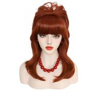 Hair Topper for Women Retro Red Brown Bangs, Big Wavy Wig, Fluffy High Skull Top, Versatile For Women's Daily Parties Toppers Hairpieces