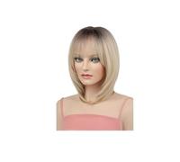 Hair Topper for Women Short Bob with Bangs, Synthetic Wig for Thinning Hair Adds Volume(RH6/8A/60B#)