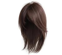 Hair Topper, Invisible Layered Clip-in Extensions with Curtain Bangs for Thinning Hair, Invisible Part Wig Piece for Added Volume & Length (30cm, Brown)