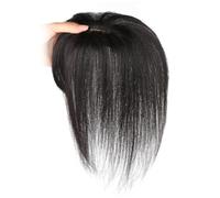 Hair Topper Real Human Hair, Hair Toppers for Women, Real Human Hair Clip in Bangs 360° 3D Cover Human Hair Topper Clip in Hair Extensions for Thinning Hair Fake Clip on Bangs, Natural Black