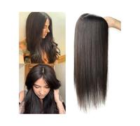 Hair Topper without Bangs Middle Part Straight Hair Topper Real Human Hair 15x16cm Silk Base Clip in Straight Hair Pieces for Women with Thinning Hair(12 inches,Medium Brown)