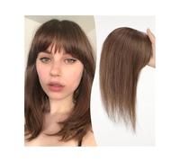 Hair Toppers 12 Inch Human Hair Topper with Bangs, 10×12CM Lace Base Toppers Hairpieces Straight Clip in Human Hair Toppers for Women with Thinning Hair/Hair Loss Wig Toppers for Thinning Hair(Medium