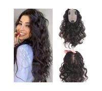 Hair Toppers 12 Inch Loose Wavy Human Hair Topper for Women Breathable Silk Base Touper with 3 Clips, Natural Color Mongolian Virgin Hair Topper Hairpieces Wig Toppers for Thinning Hair(7x10cm)