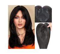 Hair Toppers 3.5"x5.5" Swiss Lace Base Human Hair Toppers 10inch Natural Hairline Straight Remy Hair Piece Clip In European Hair Toppers Add Hair Volume Wig Toppers for Thinning Hair(Natural Black)