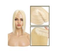 Hair Toppers 6-18 Inch Human Hair Topper for Women, Real Human Hair No Bangs 10*12 CM Injection Silk Base Hair Topper Clip In Straight Hair Extensions Hairpieces Wig Toppers for Thinning Hair(Bleach B