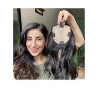 Hair Toppers 8-22 Inch Wavy Curly Hair Toppers for Women with Thinning 15×16CM Breathable Natural Scalp Top Silk Base Clips In Human Pieces(8 inches,Natural Black Color)