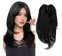 Hair Toppers for Thinning Hair 18inch HairPieces for Women Black hairextensions Clip in Fringe 5x5.5inch hairtopper for Women with Thinninghair