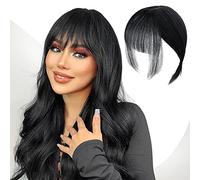 Hair Toppers for Thinning Hair Bangs Hair Clip in Extensions,Top Hair Pieces French Hair Bangs Fringe Hair Extension One Piece Clip on Front Bangs Hairpiece Forehead Topper for Girls Women,Black