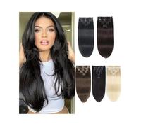 Hair Toppers for Women 10-26 Inch Clip in Human Hair Extensions 120g 8Pcs Brazilian Remy Hair Clip in Extensions Double Weft Straight Hair Extensions with 18 Clips Messy Hair Bun Hairpiece(Bleach Blon