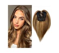 Hair Toppers for Women 10" Real Human Hair Toppers, 12x13cm Hand-Tied Hair Toppers with Swiss Lace Base Clip In Straight Remy Hair Piece