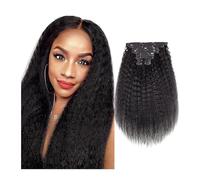Hair Toppers for Women 10pcs Kinky Straight Clip in Hair Extensions Real Human Hair Clip ins Natural Black Double Weft Clip ins for Women 120g Kinky Straight Clip on Extensions Human Hair Messy Hair B