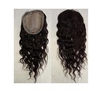 Hair Toppers for Women, 12x13CM Large Silk Base with PU Around Human Hair Toppers Hairpieces, 8-22" Long Loose Wave European Virgin Hair Toppers(18 inches)