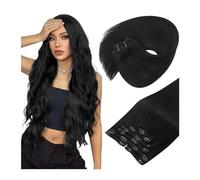 Hair Toppers for Women 7pcs Seamless Clip in Hair Extensions Real Human Hair, 12-24 inch Hair Extensions Clip in Human Hair Extensions Clip ins with Thin Weft Straight Hair Invisi Edge Hair Extensions