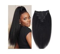 Hair Toppers for Women Clip in Hair Extensions Afro Kinky Straight Clip in Human Hair Extensions for Women 10 Pcs 120g Full Head Hair Clip