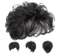 Hair Toppers for Women, Curly Synthetic Hair Topper with Bangs, 5.1inch Breathable Toppers Hair Pieces Clip in Natural Wig Toppers for Thinning Hair Black