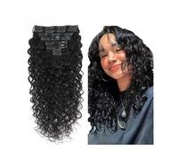 Hair Toppers for Women Deep Wave Clip In Human Hair Extensions for Women 8Pcs 20Clips 120g Brazilian Remy Wavy Curly Hair Clip in Extensions Natural Color Messy Hair Bun Hairpiece(18inches)