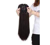 Hair Toppers for Women One Piece Clip in Toppers Extensions Straight Real Mono Toppiece Hair Piece for Thinning Hair 17" - Dark Brown
