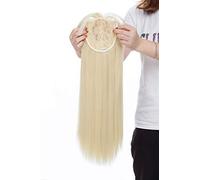 Hair Toppers for Women One Piece Clip in Toppers Extensions Straight Real Mono Toppiece Hair Piece for Thinning Hair 17" - Bleach Blonde