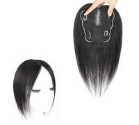 Hair Toppers For Women Real Human Hair Toupee 12x13cm Base Clip In Top Wiglets For Thinning Hair Elegant No Bangs Hair Extensions 360° 3D Cover Hairpieces(Black,12 inch)