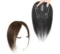 Hair Toppers For Women Real Human Hair Toupee 12x13cm Base Clip In Top Wiglets For Thinning Hair Elegant No Bangs Hair Extensions 360° 3D Cover Hairpieces(Brown,12 inch)