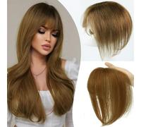 Hair Toppers for Women Real Human Hair Upgrade Base Seamless 360°3D Cover Topper for Women with Thinning Crown Wispy Clip in Bangs Realistic Scalp Line Hair Pieces Light Brown