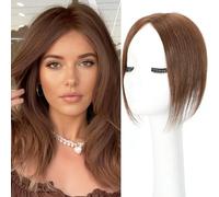 Hair Toppers for Women Real Human Hair Upgrade Swiss Base Hand-Tied Invisible 10 Inch Toppers Hair Pieces for Women (Medium brown, 10inch Hair Toppers)