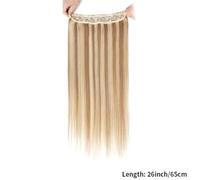 Hair Toppers for Women Wire Hair Extension Human Hair For Women Blonde 8# with Bleach Blonde 613# Natural Straight Hair One Piece for Full Head Messy Hair Bun Hairpiece(18 inches)