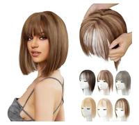 Hair Toppers For Women With Bangs, Synthetic Topper Clip Breathable Invisible Hairpiece For Thinning & Gray Coverage(C)