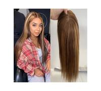 Hair Toppers Human Hair Topper 8-22" Highlight Virgin Human Hair Pieces 5"x5" Straight Hair Swiss Lace Base with 4 Clips for Women with Hair Loss Thinning Hair Wig Toppers for Thinning Hair(22inches)