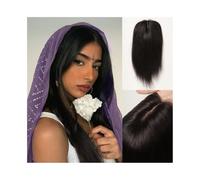 Hair Toppers Real Human Hair, 4"×4.5" Breathable Silk Base Natural Black Hair Topper Straight Remy Hair Piece for Women with Thinning Hair and Hair Loss