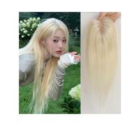 Hair Toppers Straight Hair Toppers for Women, 12 inch Real Human Hair Topper Light Blonde 3.5"×4" Lace Base Hairpieces Clip in Remy Hair Toppers Wig Toppers for Thinning Hair