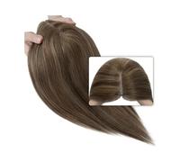 Hair Toppers Straight Hair Toppers for Women, 8x10cm Center Part Single Knot Mono Base Hair Topper Hand Crochet Hair Piece Clip In Indian Human Hair Extensions Wig Toppers for Thinning Hair(10inch,Med
