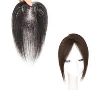 Hair Toppers With Bangs For Women 100% Real Human Hair Toupee 360° 3D Cover Hairpieces Clip In Top Wiglets For Thinning Hair,Cover Gray Hair(Brown)