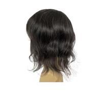 Hair Toupee for men 12inch Long Hair Men's Toupee Brazilian Human Mens Wigs Thin Skin Base PU Replacement Hair System for Men(1B20#)