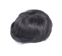 Hair Toupee for men #1B Natural Black PU Men's Toupee V Loop Human Hair Replacement System Hair System for Men