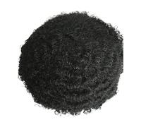 Hair Toupee for men Afro Wave Hair Toupee Unit Black Mens Curly Human Replacement System Full Lace Hair System for Men(6MM 1B Afro Curly)
