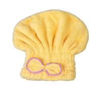 Hair Towel Quick Drying Hair Cap Women Bow Tie Bathing Hat Microfiber Towel Shower For Spa Bathroom Accessories(Yellow)