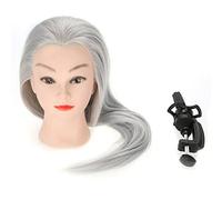 Hair Training Head Mannequin Doll, Practice Head for Cosmetology Students, 30% Human Hair + High - Temp Fibre, Looking Salon Tool with Table Clamp Stand for Cutting (ET-172#)