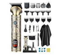 Hair Trimmer Men, 2025 Professional Beard Trimmer Hair Clippers, 7-in-1 Waterproof T-Blade Electric Razor Shaver, LED Display, Type-C Fast Charge, Cordless Nose Ear Body Face Grooming Kit Men's Gifts