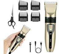 Hair Trimmer Men, Rechargeable Beard Trimmer with Adjustable 4 Guide Combs, USB Charging, Precision Haircut & Beard Grooming, Long-Lasting Battery, Includes Scissors and Cleaning Brush