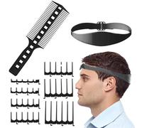 Hair Trimming Guide, Hair Cutting Kit Pro Clippers for Men Professional, 7 Comb Teeth Accessories, 1 Silicone Band Template and 1 Comb for Precise Styling
