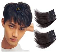 HAIR WALA™ 02 PCS, 5 x 3 Inches Silk Base 2 Clip Men's Hair Topper, Hair Pads, Top Fluffy Hair Clips, Booster Wigs, Matte Silk Hair Clips, Invisible Hair Extensions, Brown Color