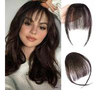 HAIR WALA™ 02 PCS Clip In Fringe 'Big Bang' Clip in Fake Bangs Front Hair Extension Hair Topper for Women Cover Grey or Thinining Hair for Increase Volume, Brown Color, Pack of 2